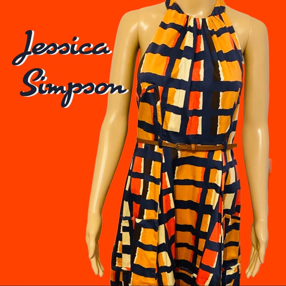 Jessica Simpson Retro High Neck Halter Top Dress Size 6